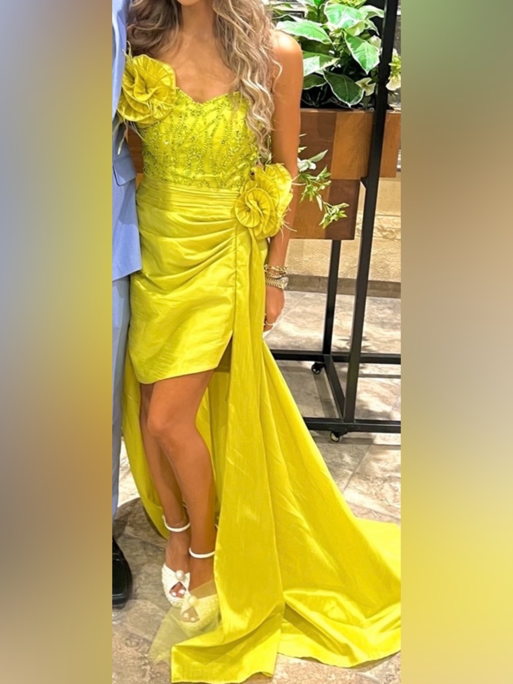 Elegant Yellow High-Low Occasion Dress